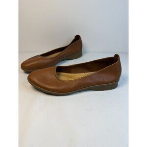 Clarks Jenette Ease Leather Casual Ballet Flat Women's Size 10M Brown Shoes